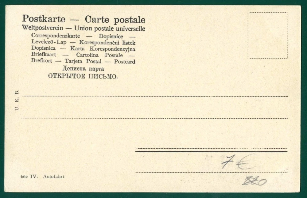 Auto - dobová pohľadnica