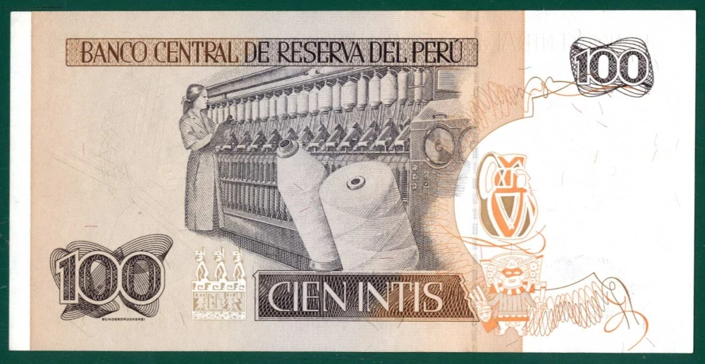  Peru - 100 intis 1987 / aUNC