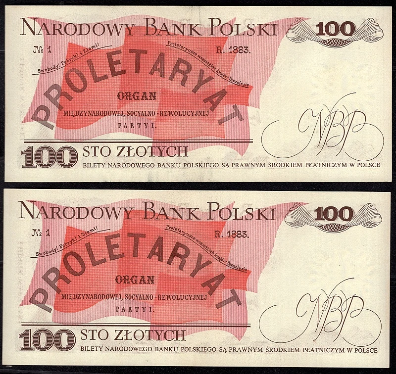 100 Zlotých 1976 aUNC , Séria BT (čísla po sebe)