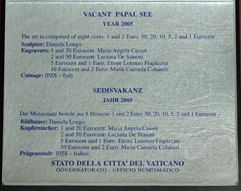 Vatikán sada mincí 2005 - Sede Vacante