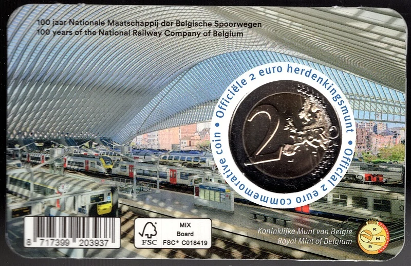 Belgicko 2026 - 100 rokov Belgickej železnice - coincard