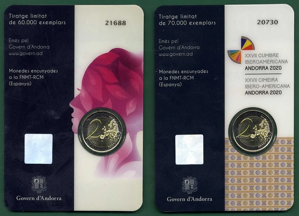 2020 - 2x Pamätná minca Andorra 2€