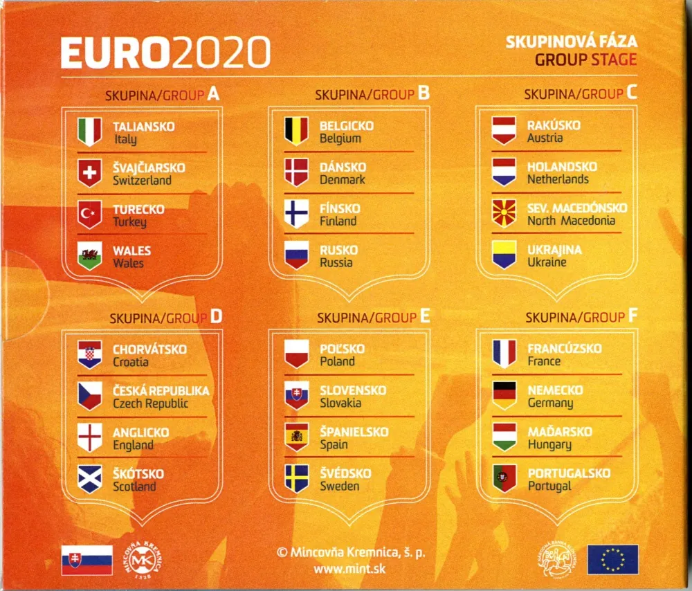 2021 Sada Slovenských Euro mincí - Majstrovstvá Európy vo futbale 2020