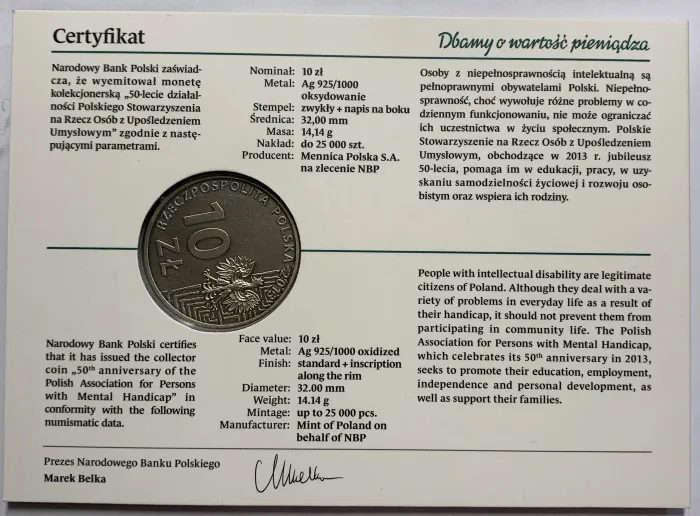 20 Zlote 2013 - 50. výročie Polskej asociácie pre ľudí s mentálnym obmedzením