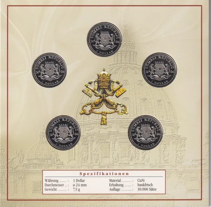Ján Pavol II. - sada mincí 5ks - 1 dollar 2006 