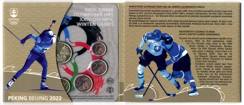 2022 Sada Slovenských Euro mincí - ZOH Peking 