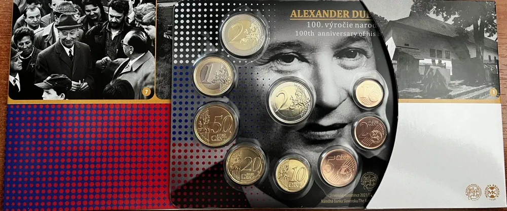 2021 Sada Slovenských Euro mincí - Alexander Dubček - 100. výročie narodenia