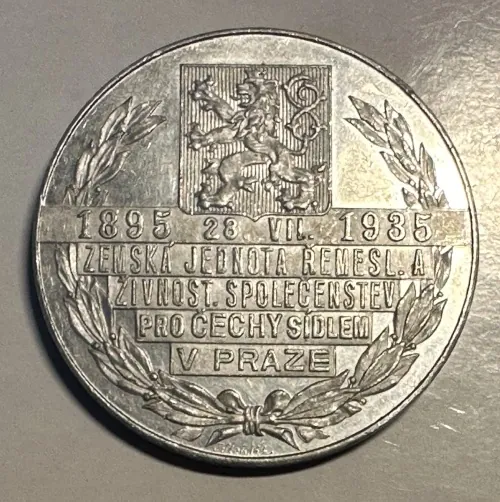 Medaila - Zemská jednota řemeslnických a živnostenských společenstev pro Čechy sídlem v Praze