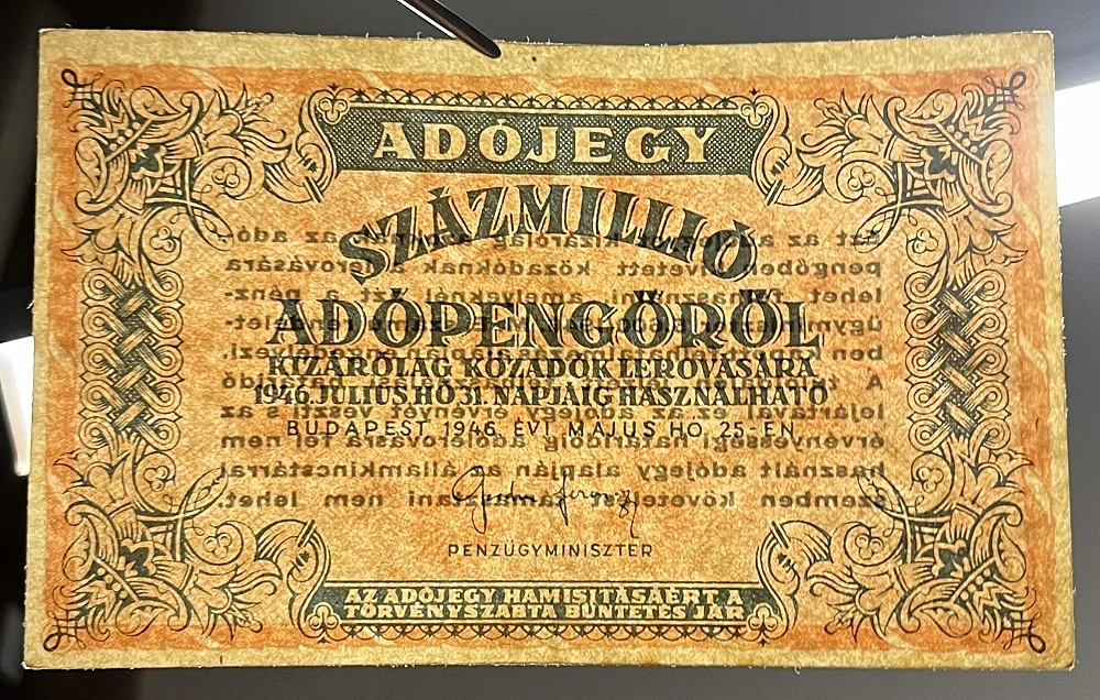 100 000 000 Adópengőről 1946