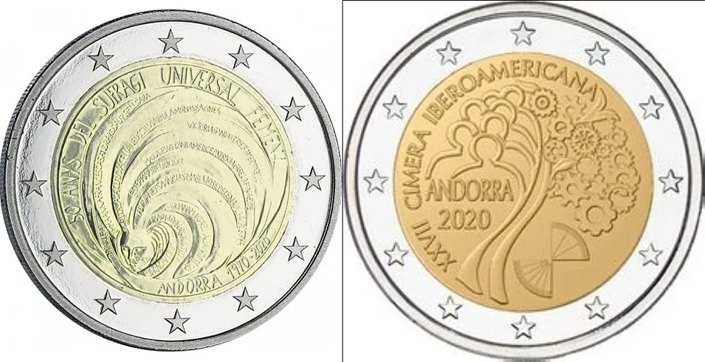 2020 - 2x Pamätná minca Andorra 2€