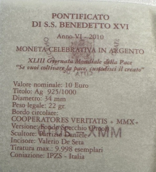 10 euro 2010 Vatikán PROOF 