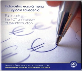2012 Sada Slovenských Euro mincí - Hotovostná eurová mena 10 výročie zavedenia
