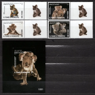 7498-7501 + BL 1348 Fauna + kupón