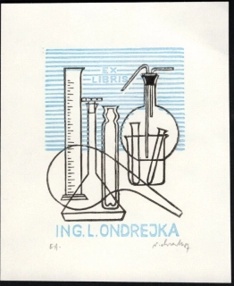 Grafika -  V. Chrenko, CS X3/2 1987 "Zátišie chemika"