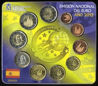 Španielsko 2012 sada euro mincí