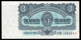 3 Kčs - 1961 aUNC - Séria CN