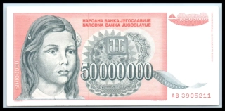 50000000 Dinárov 1993 - Juhoslávia