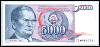 5000 Dinárov 1985 - Juhoslávia