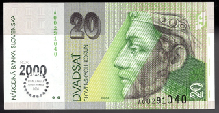 SK27/ 20 Sk - Slovensko - Séria A, 1993 BIMILÉNIUM aUNC