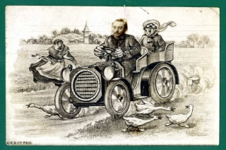 Auto - dobová pohľadnica