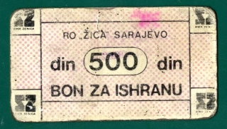 Din 500 Din - Bon na stravu / Juhoslávia