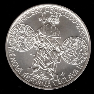 26/ 200 KČ 2000 - 700. Výročí měnové reformy Václava II. a zahájení ražby pražských grošu