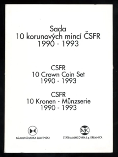 1993 Sada 10 korunových mincí ČSFR (1990-1993)