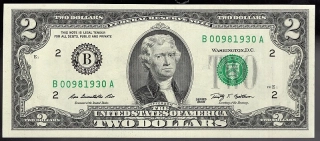 2 Dollars 2009 B aUNC