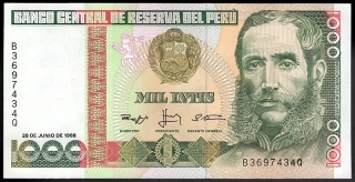 1000 Intis 1988 UNC - Peru