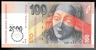 SK29/ 100 Sk - Slovensko aUNC - Séria A, 1993 BIMILÉNIUM