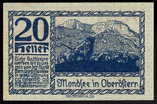 20 Heller 1920 UNC - Mondsee