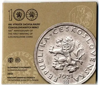 2021 Sada Slovenských Euro mincí - 100. výročie začatia razby československých mincí 