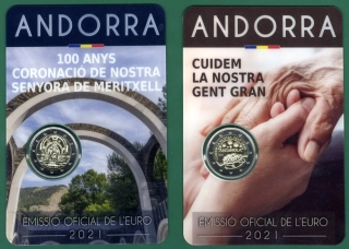 2021 - 2x Pamätná minca Andorra 2€