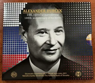 2021 Sada Slovenských Euro mincí - Alexander Dubček - 100. výročie narodenia