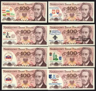 100 Zlotých 1986-1988 UNC - Privátne pretlače