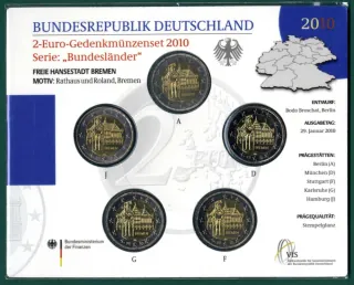 Sada euromincí, Nemecko 2010, A - J Bundesländer