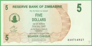 5 Dollars - Zimbabwe