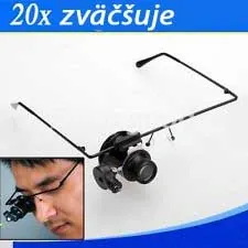 Okuliare s LED svetlom a 20x lupou