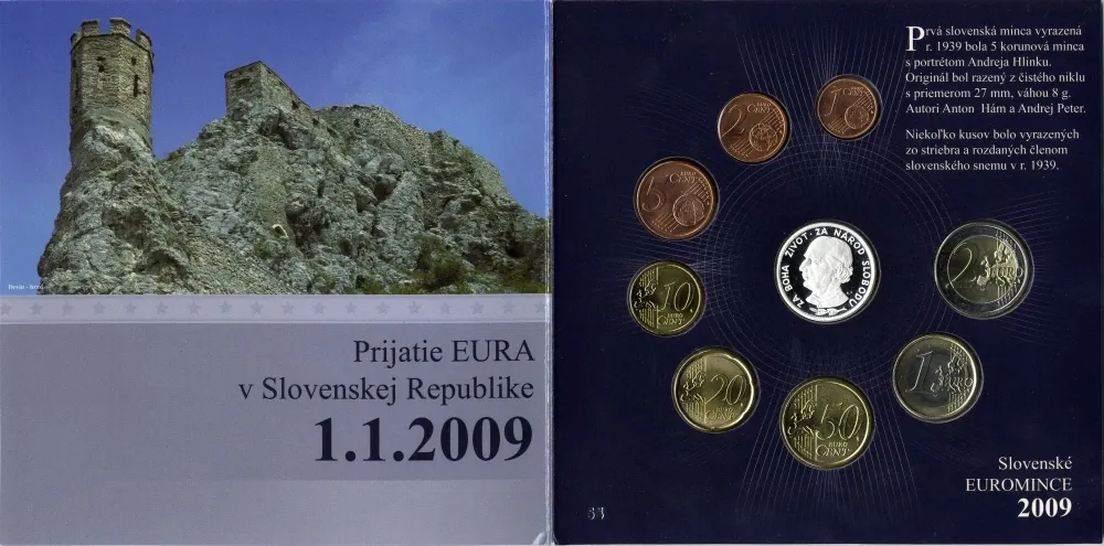2009 Sada Slovenských Euro mincí 70 rokov Slovenskej koruny