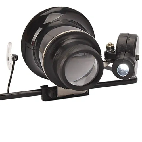 Okuliare s LED svetlom a 20x lupou